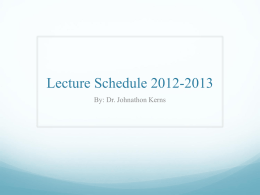 Lecture Schedule 2012-2013