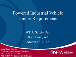 Powered Industrial Vehicle Trainer Requirements